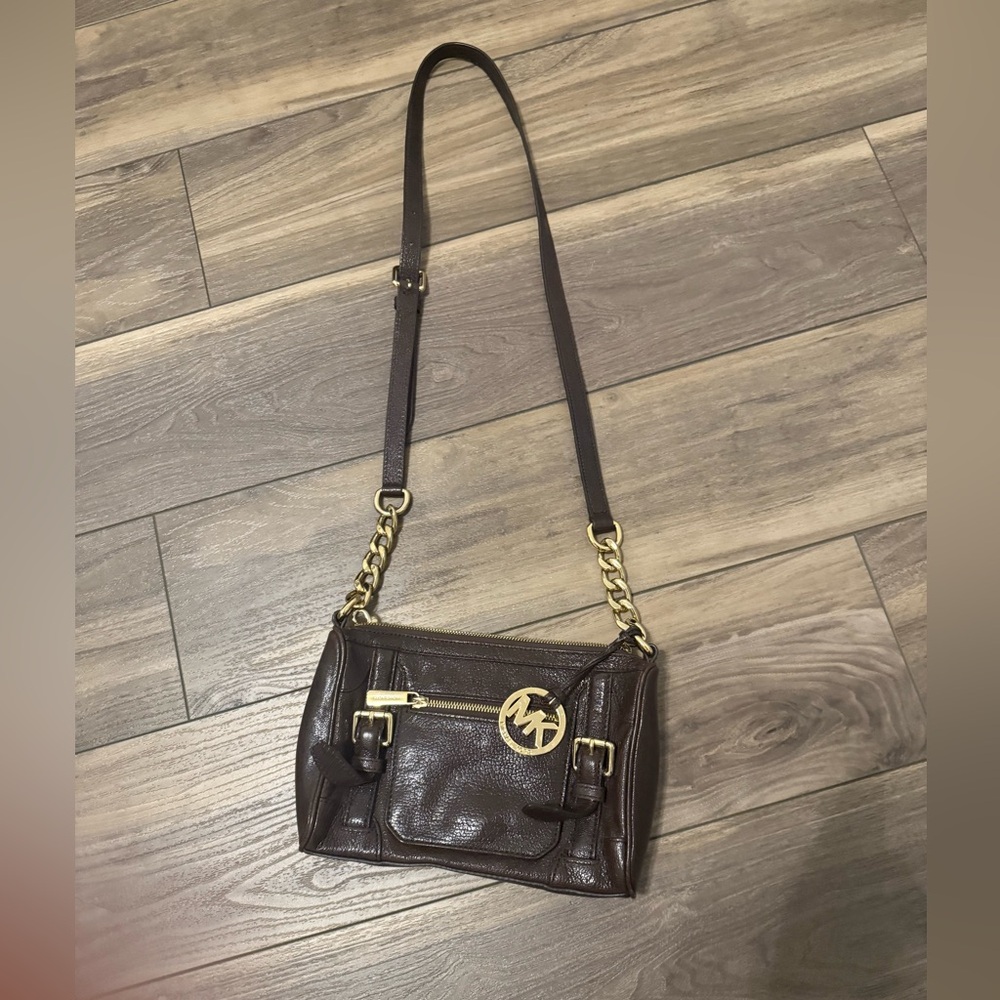 Michael Kors Brown Leather Crossbody Bag - Picture 1 of 6